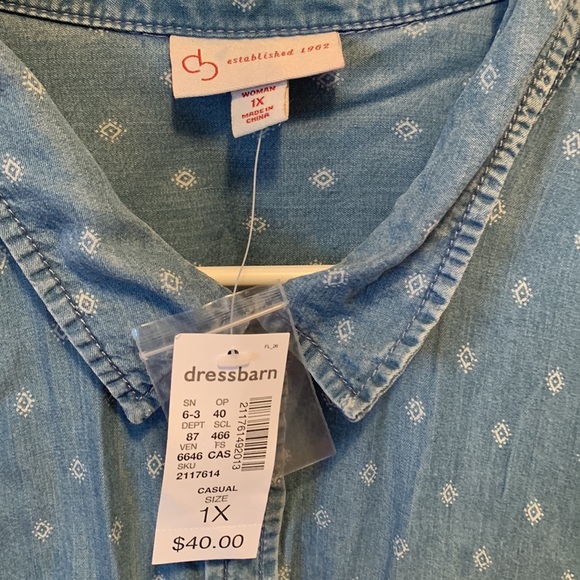 Jean shirt with white accents - Picture 3 of 4